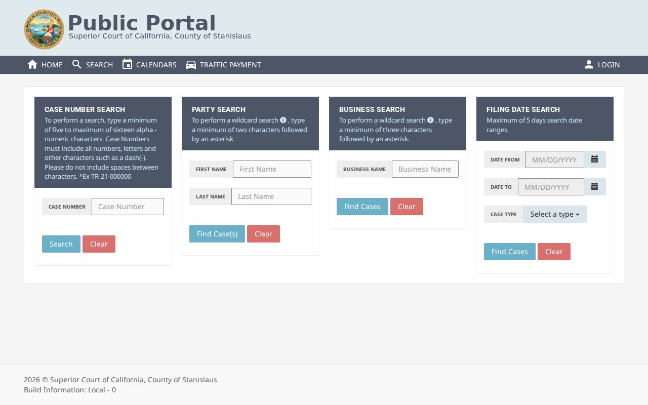 Stanislaus County people search in the court records portal