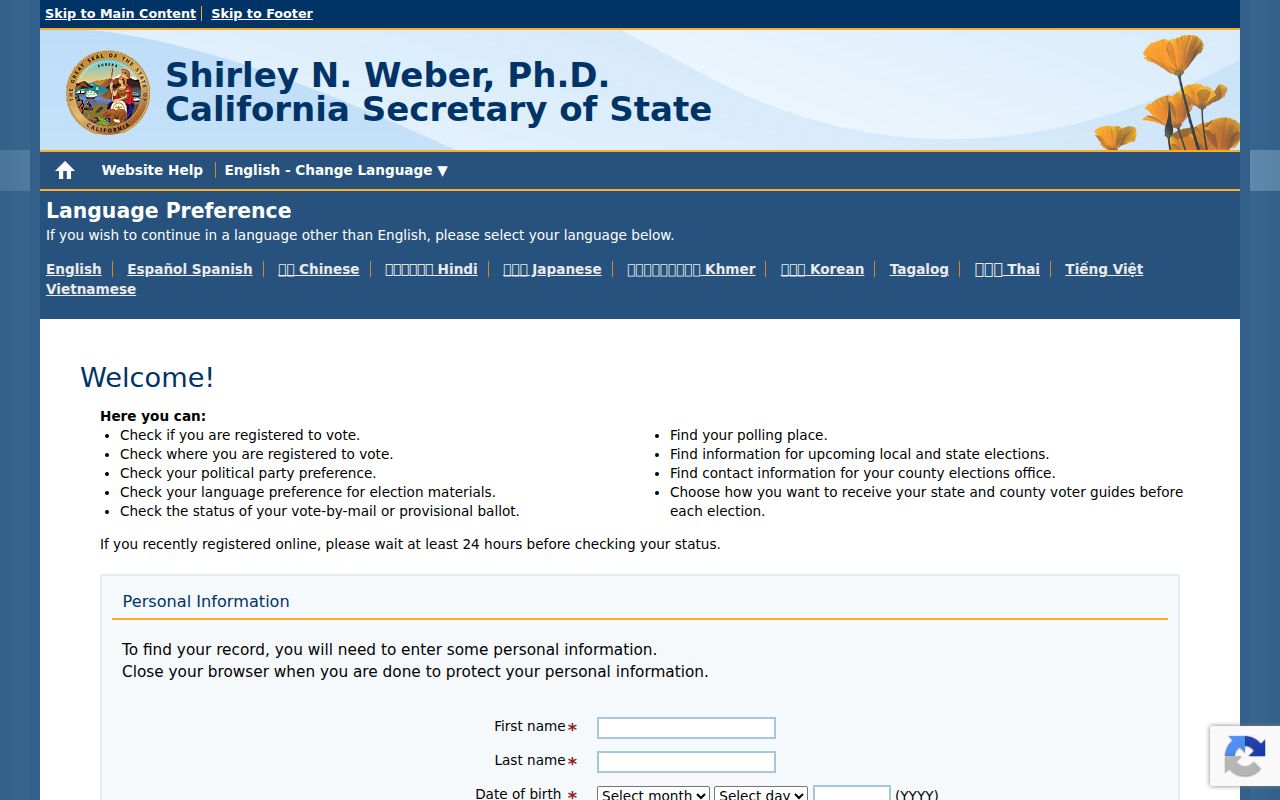 Stanislaus County people search voter status lookup