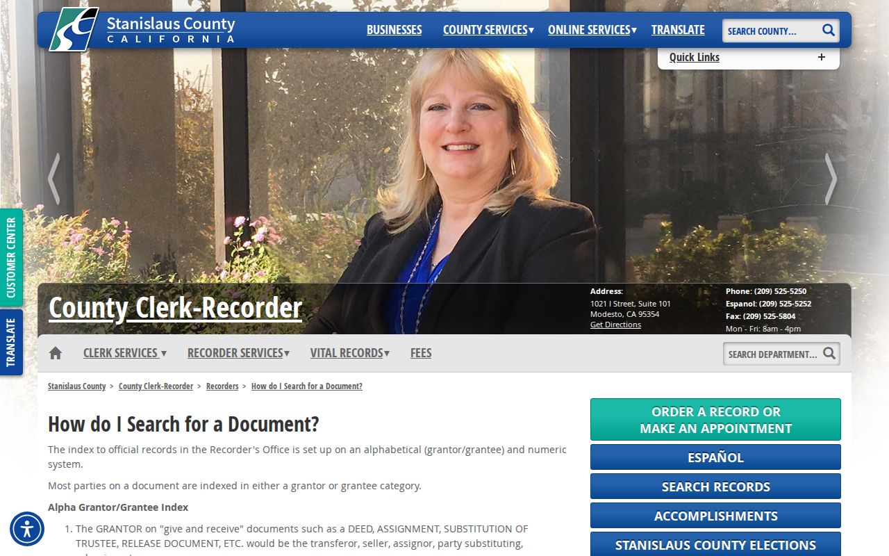 Stanislaus County people search document instructions