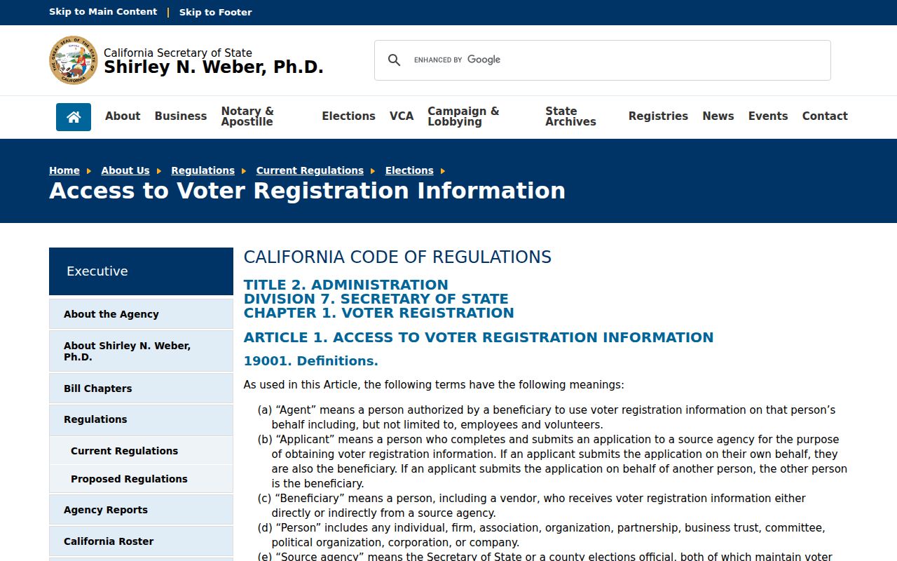 California access rules for Stanislaus County voter records