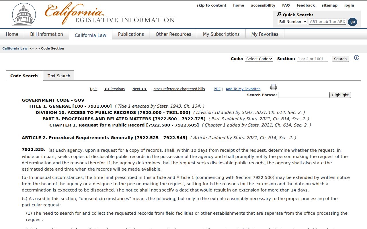 California records statute relevant to Stanislaus County voter requests